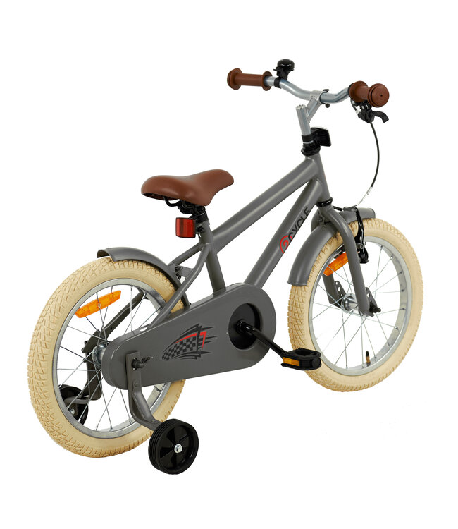 2Cycle BMX kinderfiets 16 inch (4 tot 6 jaar) voor jongens mat-grijs