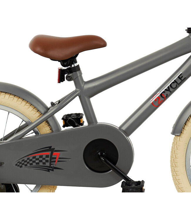 2Cycle BMX kinderfiets 16 inch (4 tot 6 jaar) voor jongens mat-grijs