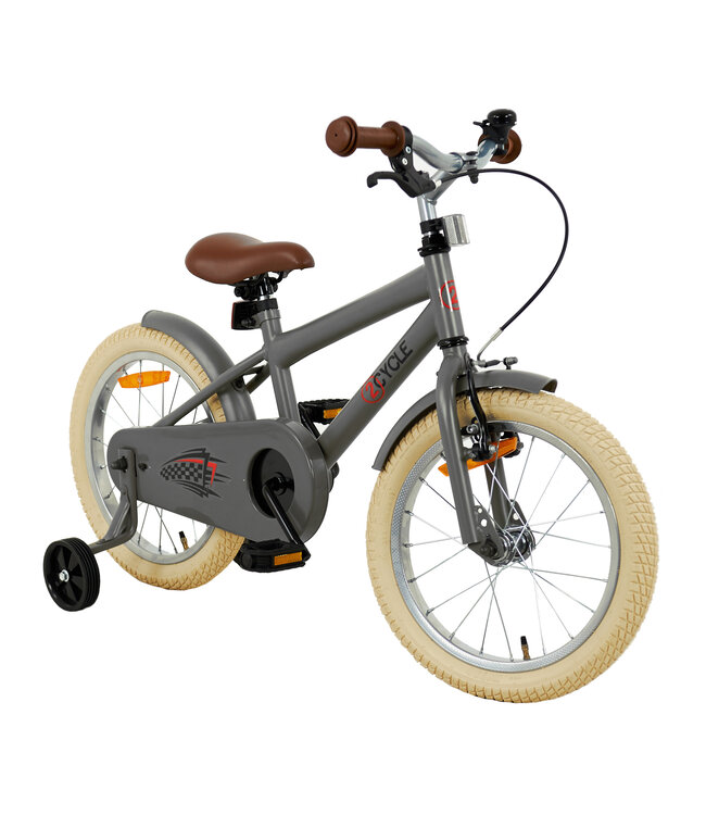 2Cycle BMX kinderfiets 16 inch (4 tot 6 jaar) voor jongens mat-grijs