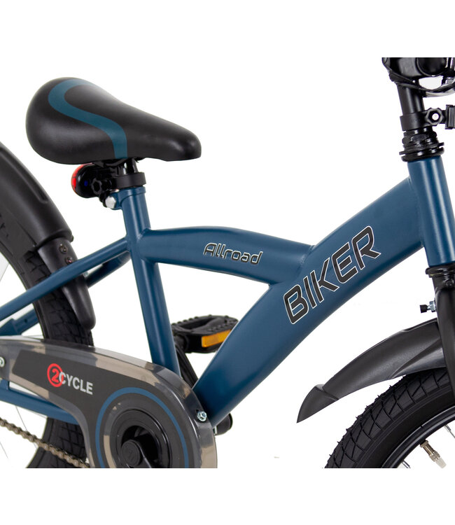 2Cycle Biker Kinderfiets - 18 inch -  Blauw - Jongensfiets - 18 inch fiets