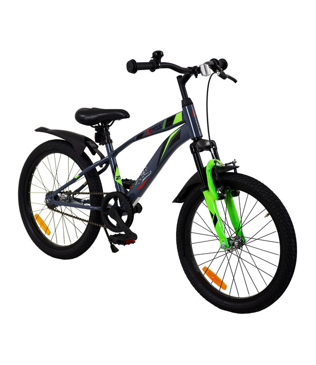 2Cycle Panter kinderfiets 20 inch (6 tot 8 jaar) voor jongens grijs-groen