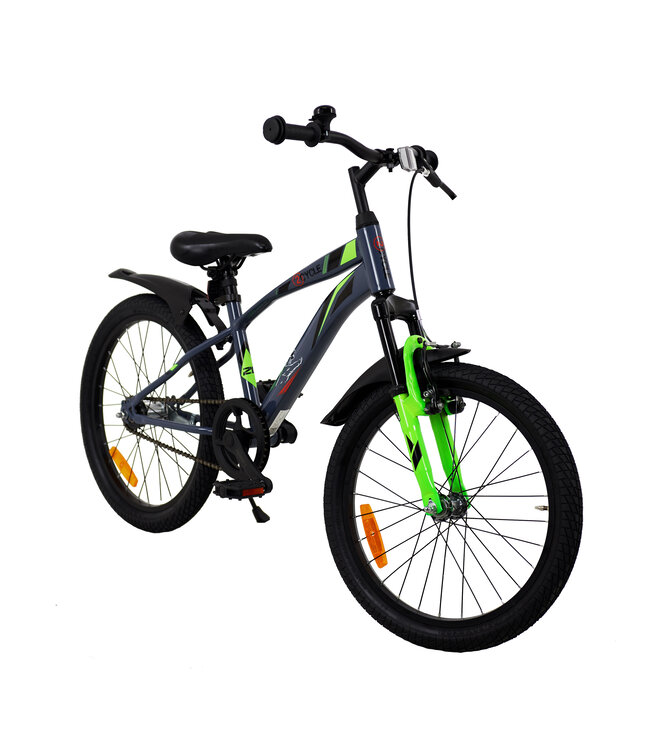 2Cycle Panter kinderfiets 20 inch (6 tot 8 jaar) voor jongens grijs-groen