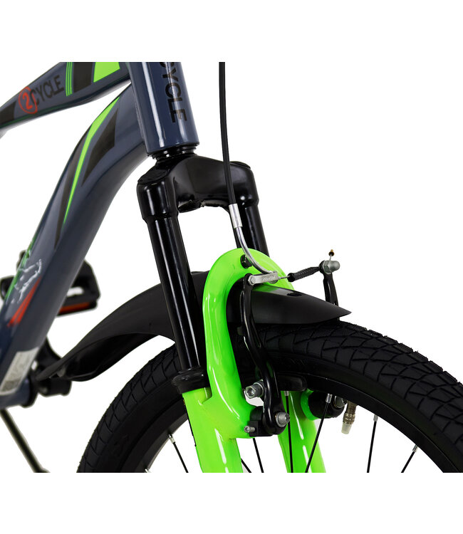 2Cycle Panter kinderfiets 20 inch (6 tot 8 jaar) voor jongens grijs-groen