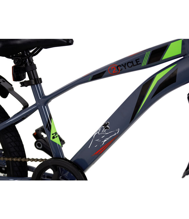 2Cycle Panter kinderfiets 20 inch (6 tot 8 jaar) voor jongens grijs-groen