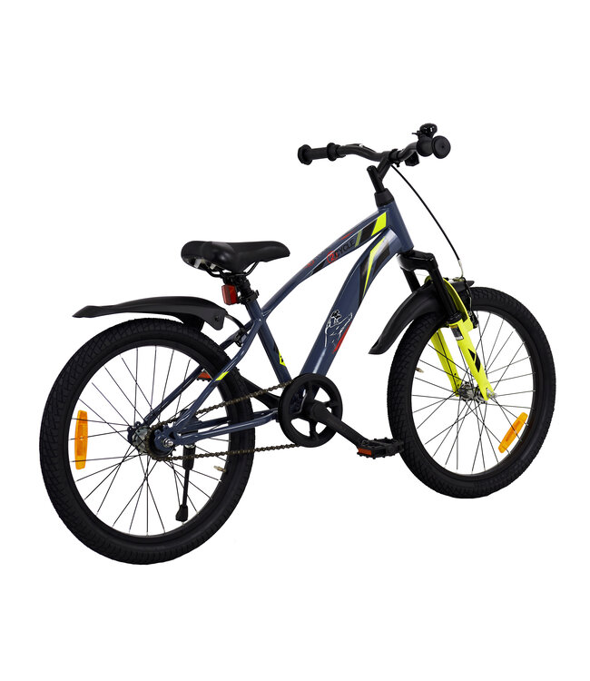 2Cycle Panter kinderfiets 20 inch (6 tot 8 jaar) voor jongens grijs-geel