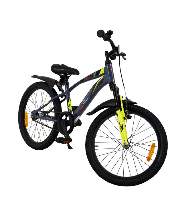 2Cycle Panter kinderfiets 20 inch (6 tot 8 jaar) voor jongens grijs-geel