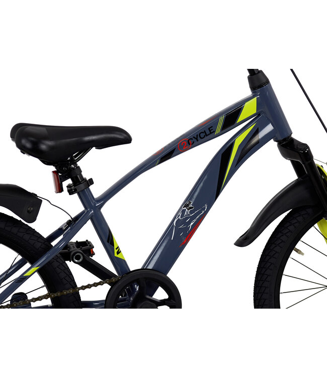 2Cycle Panter kinderfiets 20 inch (6 tot 8 jaar) voor jongens grijs-geel