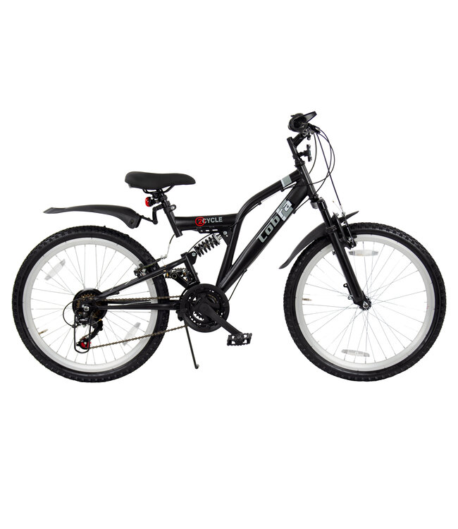 2Cycle MTB kinderfiets 24 inch (8 tot 10 jaar) voor jongens zwart