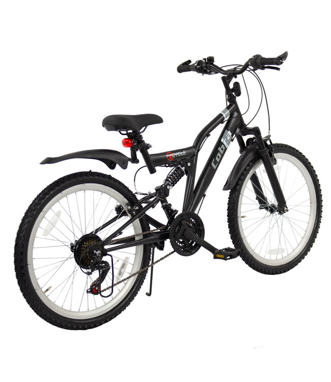 2Cycle MTB kinderfiets 24 inch (8 tot 10 jaar) voor jongens zwart
