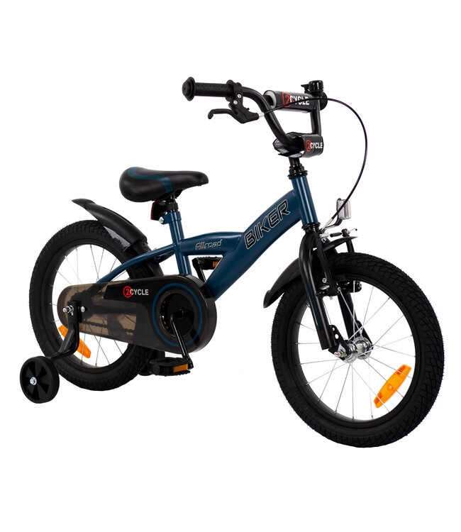 2Cycle Biker kinderfiets 16 inch (4 tot 6 jaar) voor jongens blauw