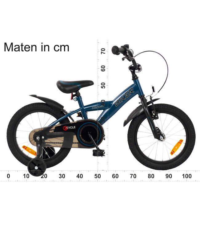 2Cycle Biker kinderfiets 16 inch (4 tot 6 jaar) voor jongens blauw