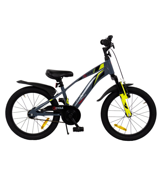 2Cycle Panter kinderfiets 18 inch (5 tot 7 jaar) voor jongens grijs-geel