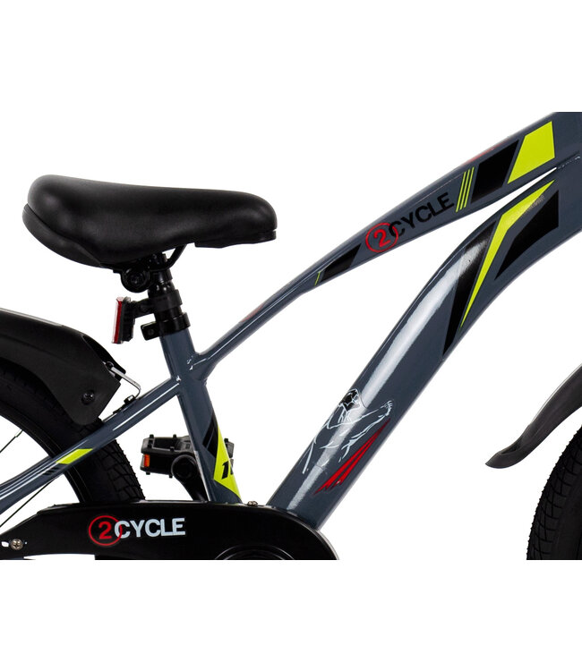 2Cycle Panter kinderfiets 18 inch (5 tot 7 jaar) voor jongens grijs-geel