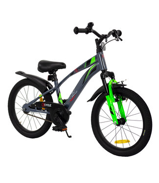 2Cycle 2Cycle Panter - 18 inch - Grijs-Groen - Kinderfiets - 5 tot 7 jaar