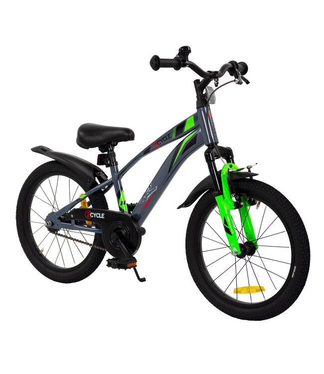 2Cycle Panter kinderfiets 18 inch (5 tot 7 jaar) voor jongens grijs-groen