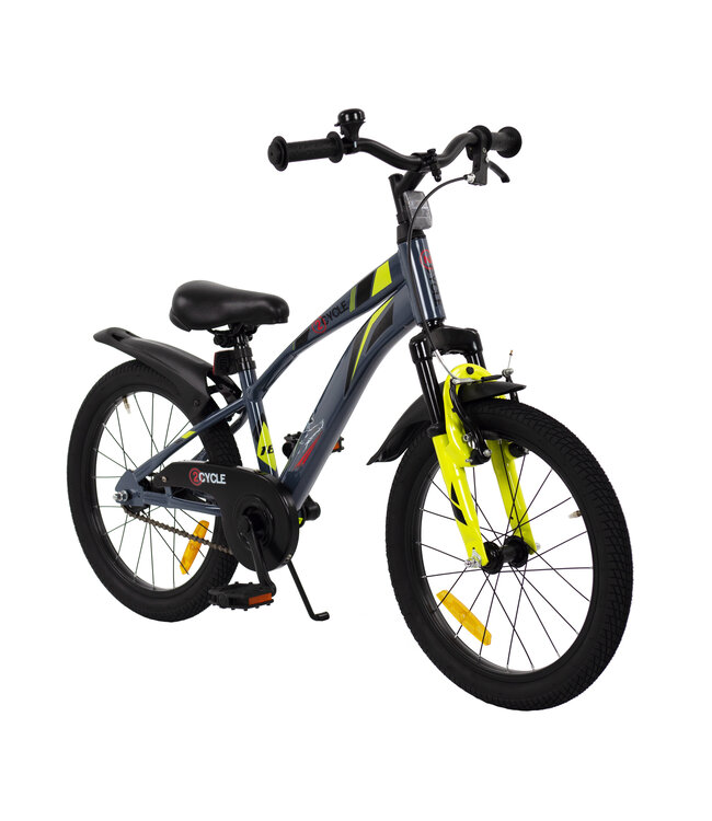 2Cycle Panter kinderfiets 18 inch (5 tot 7 jaar) voor jongens grijs-geel