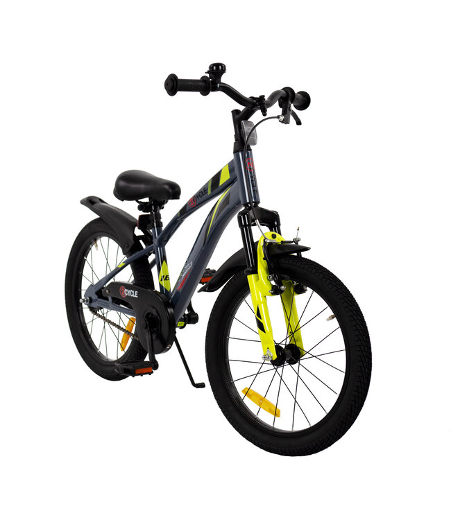 2Cycle Panter kinderfiets 18 inch (5 tot 7 jaar) voor jongens grijs-geel