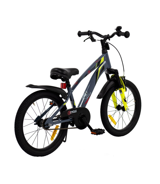 2Cycle Panter kinderfiets 18 inch (5 tot 7 jaar) voor jongens grijs-geel