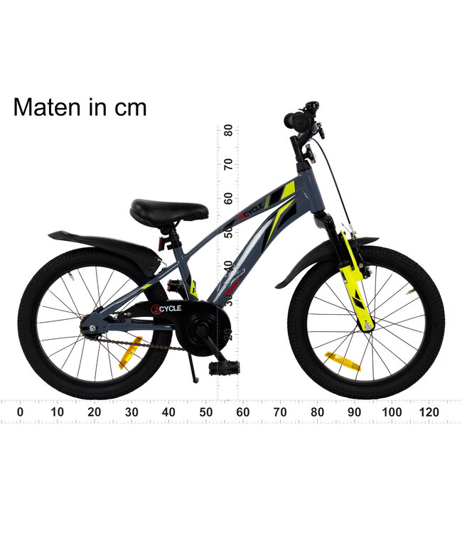2Cycle Panter kinderfiets 18 inch (5 tot 7 jaar) voor jongens grijs-geel