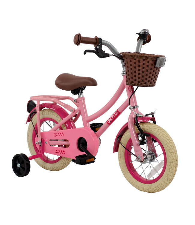 2Cycle Hearts kinderfiets 12 inch (2 tot 4 jaar) voor meisjes roze