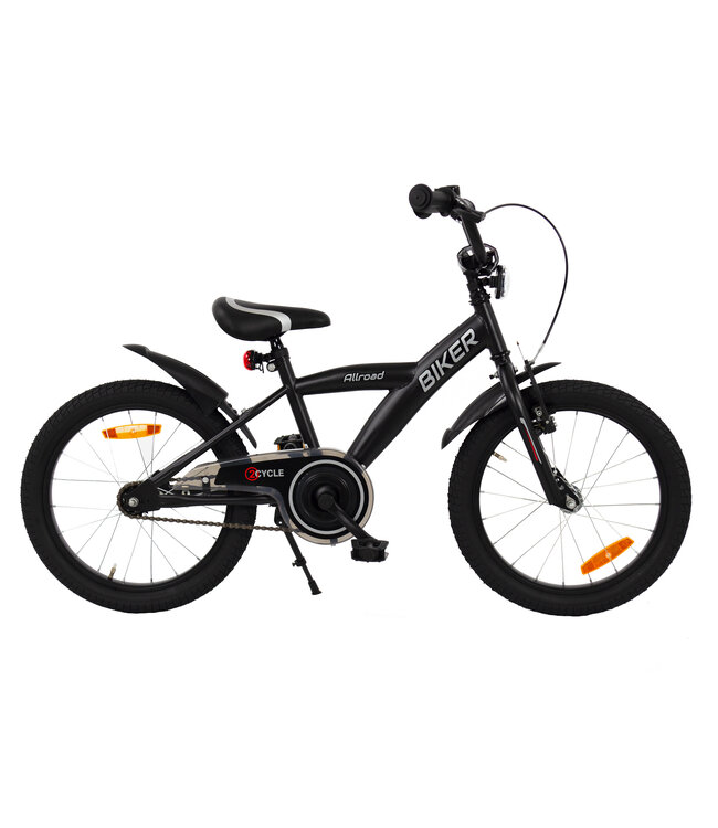 2Cycle Biker kinderfiets 18 inch (5 tot 7 jaar) voor jongens zwart