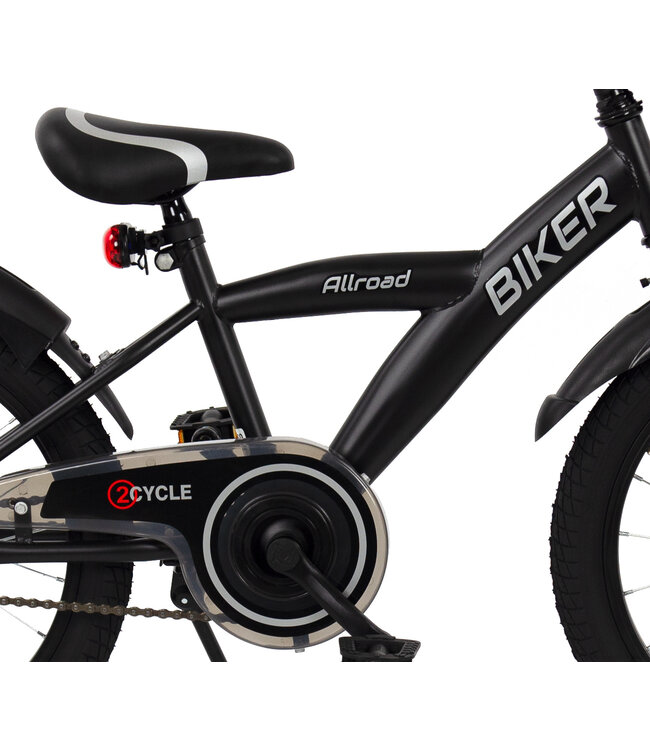 2Cycle Biker kinderfiets 18 inch (5 tot 7 jaar) voor jongens zwart