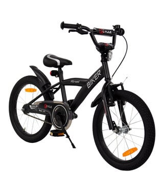 2Cycle 2Cycle Biker kinderfiets 18 inch (5 tot 7 jaar) voor jongens zwart