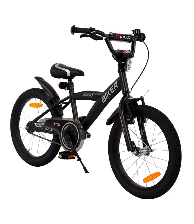 2Cycle Biker kinderfiets 18 inch (5 tot 7 jaar) voor jongens zwart