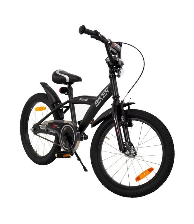 2Cycle Biker kinderfiets 18 inch (5 tot 7 jaar) voor jongens zwart