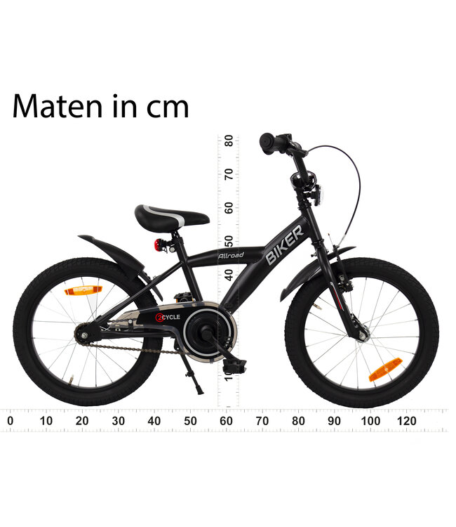 2Cycle Biker kinderfiets 18 inch (5 tot 7 jaar) voor jongens zwart
