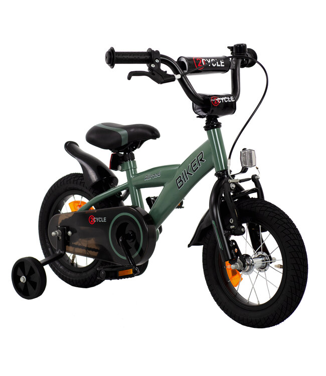 2Cycle Biker kinderfiets 12 inch (2 tot 4 jaar) voor jongens groen