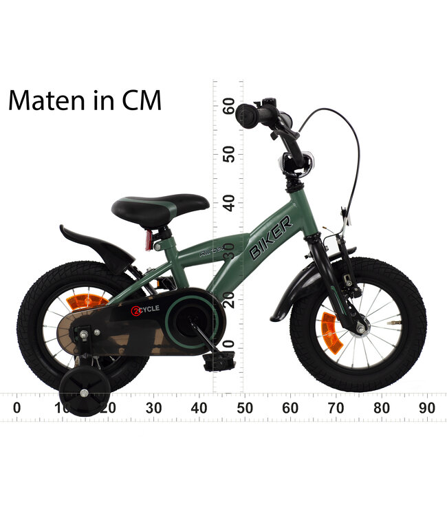 2Cycle Biker kinderfiets 12 inch (2 tot 4 jaar) voor jongens groen