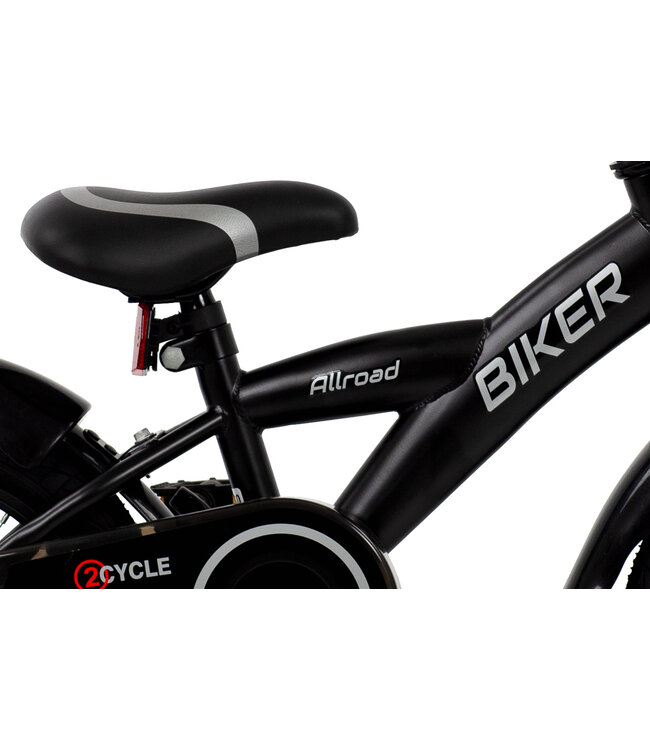 2Cycle Biker kinderfiets 12 inch (2 tot 4 jaar) voor jongens zwart