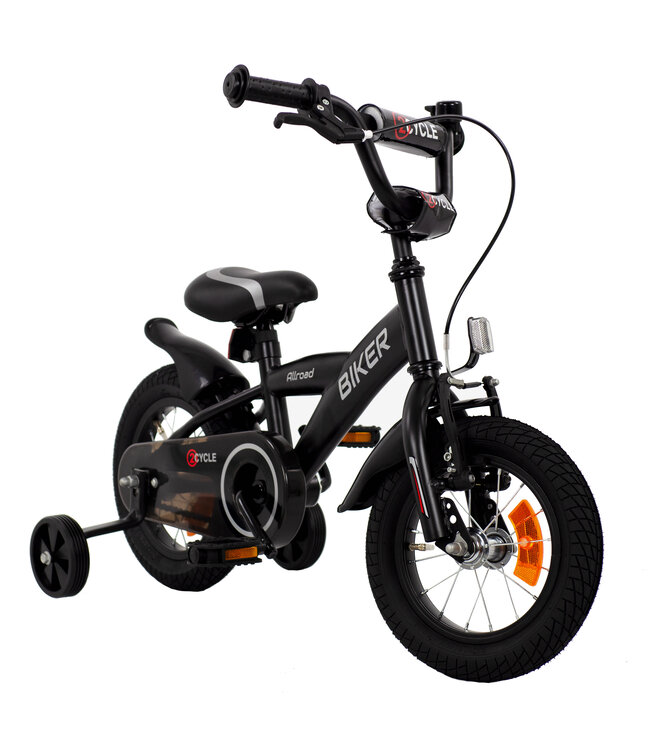 2Cycle Biker kinderfiets 12 inch (2 tot 4 jaar) voor jongens zwart
