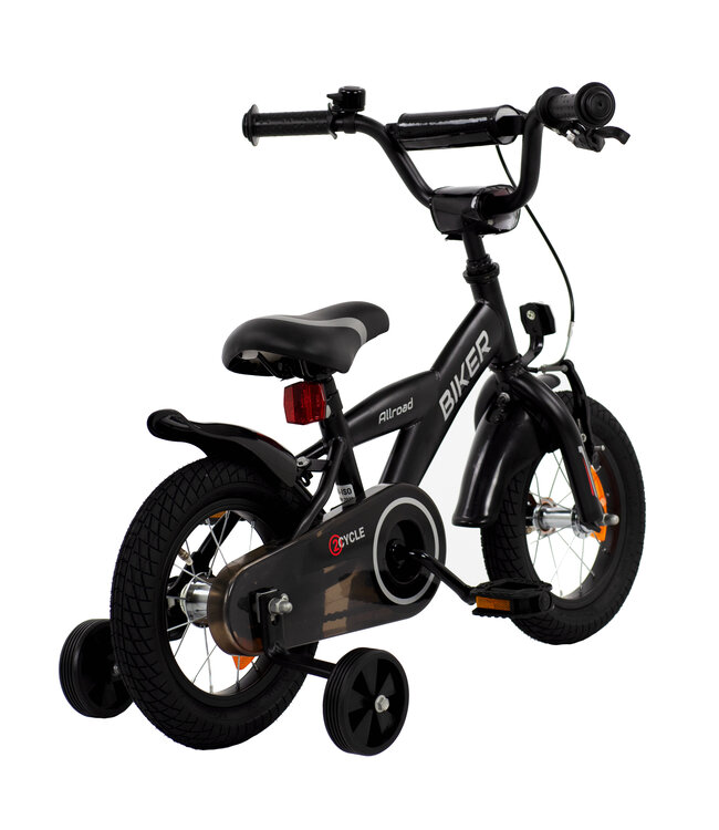 2Cycle Biker kinderfiets 12 inch (2 tot 4 jaar) voor jongens zwart