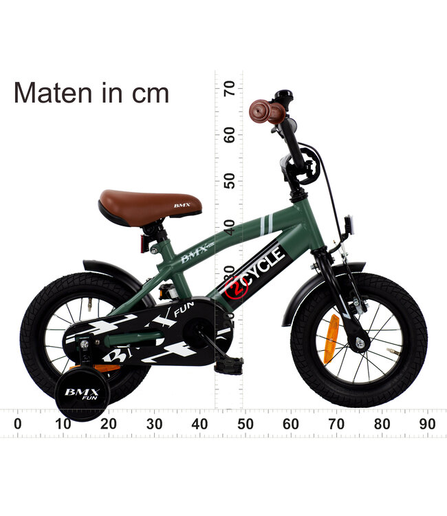 2Cycle BMX Fun kinderfiets 12 inch (3 tot 5 jaar) voor jongens groen