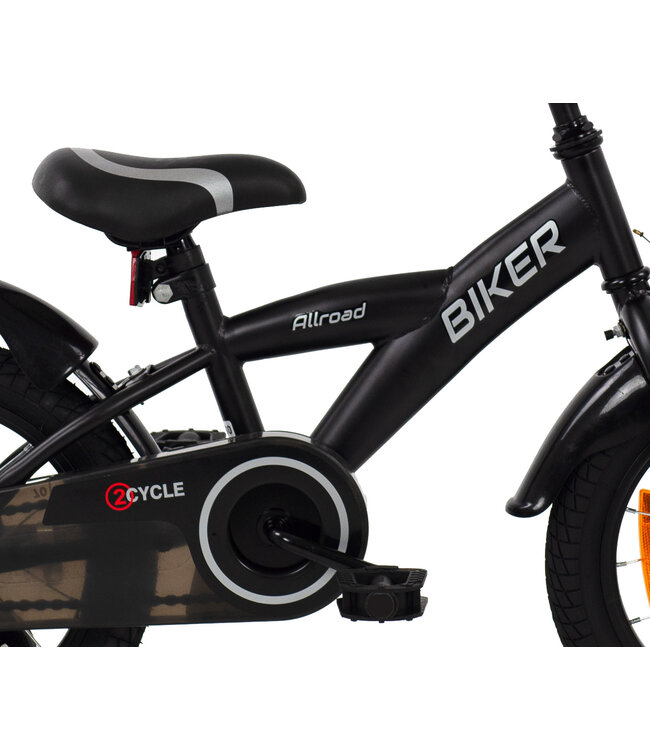 2Cycle Biker kinderfiets 14 inch (3 tot 5 jaar) voor jongens zwart