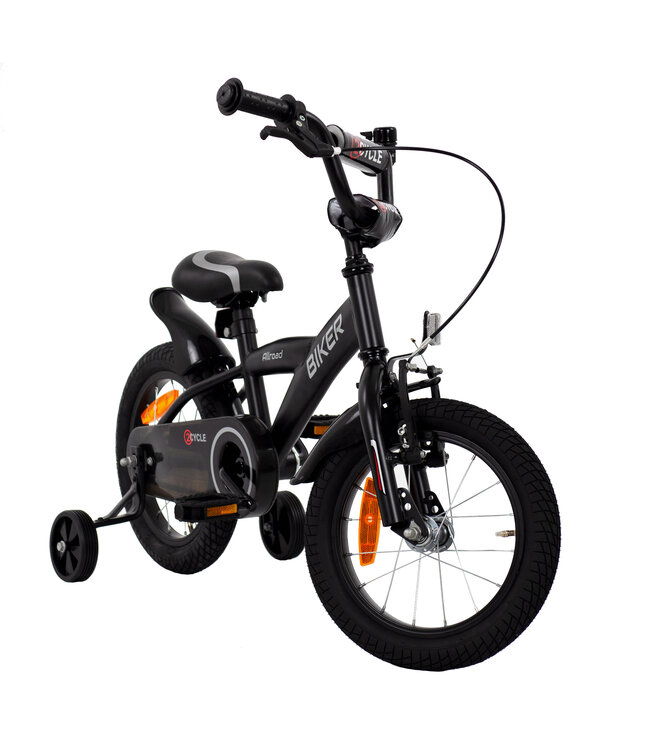 2Cycle Biker kinderfiets 14 inch (3 tot 5 jaar) voor jongens zwart