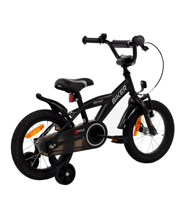 2Cycle Biker kinderfiets 14 inch (3 tot 5 jaar) voor jongens zwart