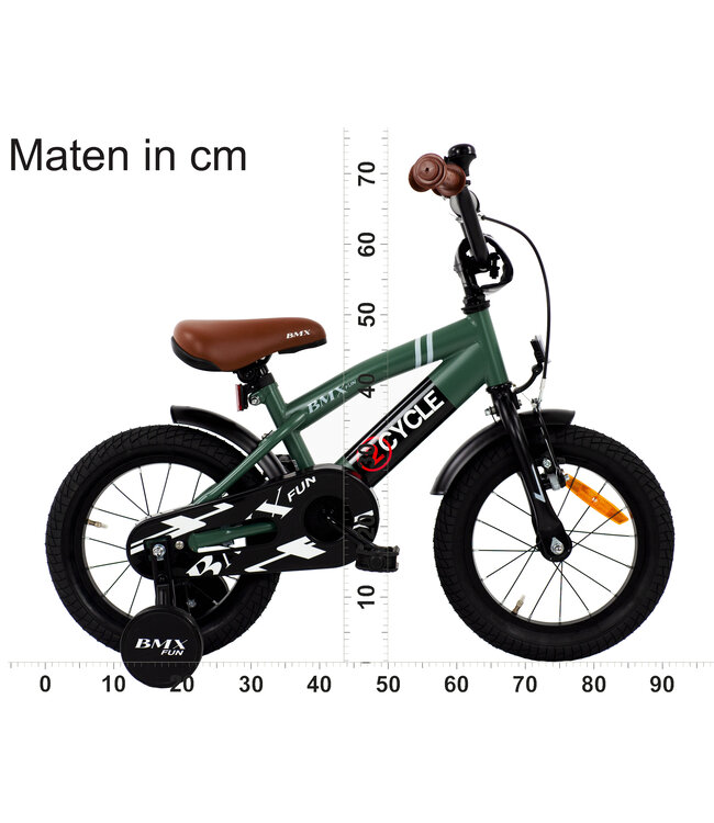 2Cycle BMX Fun kinderfiets 14 inch (3 tot 5 jaar) voor jongens groen