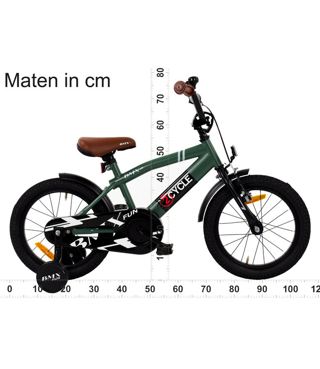 2Cycle BMX-Fun kinderfiets 16 inch (4 tot 6 jaar) voor jongens groen