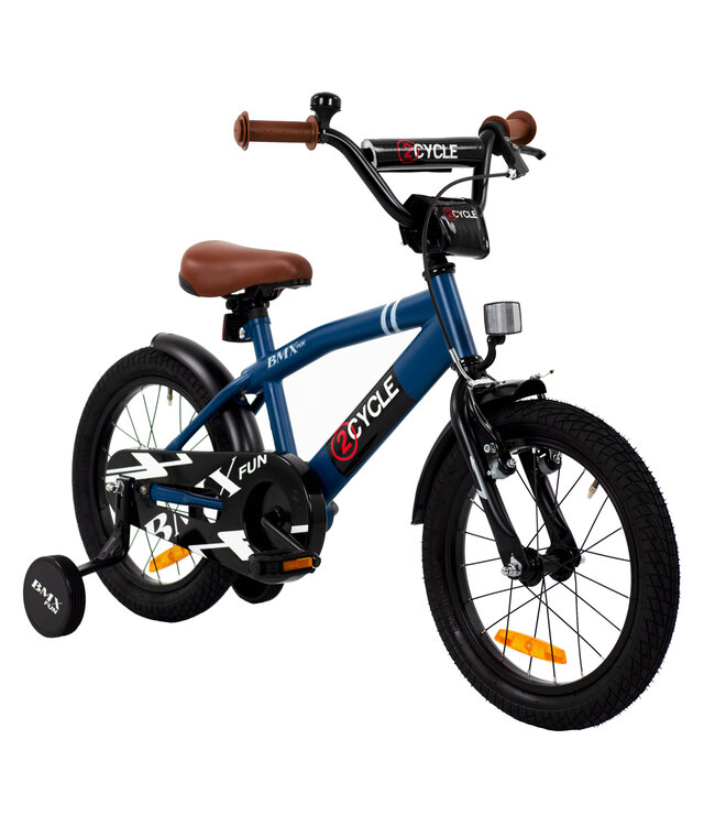 2Cycle BMX-Fun kinderfiets 16 inch (4 tot 6 jaar) voor jongens blauw