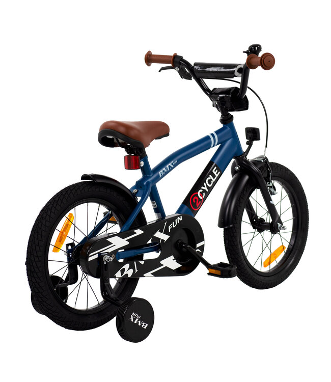 2Cycle BMX-Fun kinderfiets 16 inch (4 tot 6 jaar) voor jongens blauw