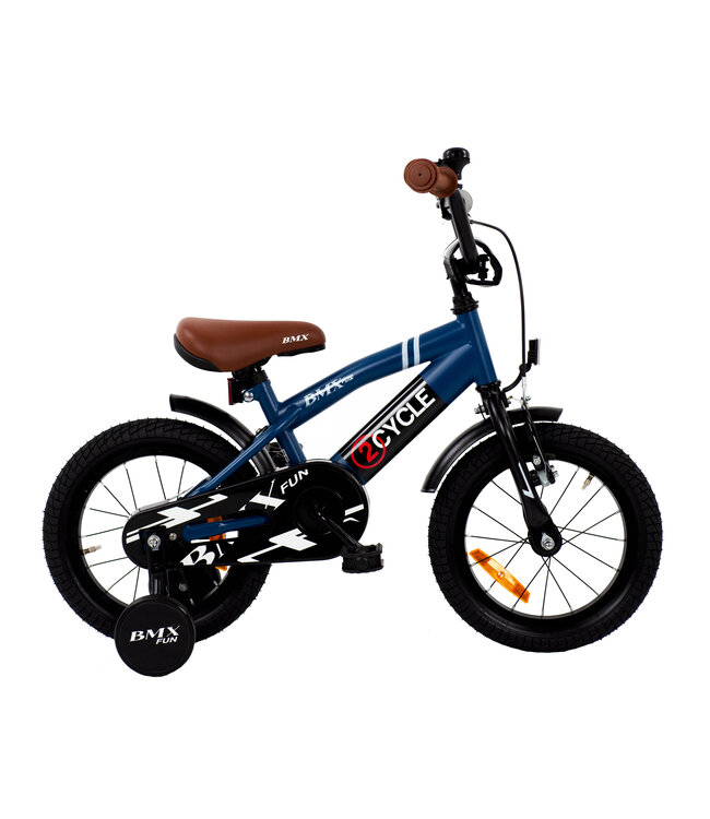 2Cycle BMX Fun kinderfiets 14 inch (3 tot 5 jaar) voor jongens blauw