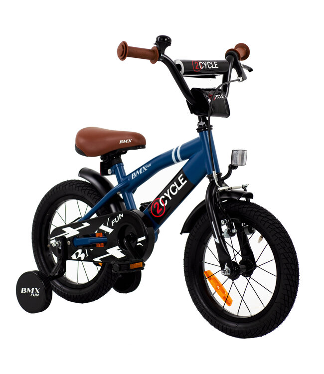 2Cycle BMX Fun kinderfiets 14 inch (3 tot 5 jaar) voor jongens blauw