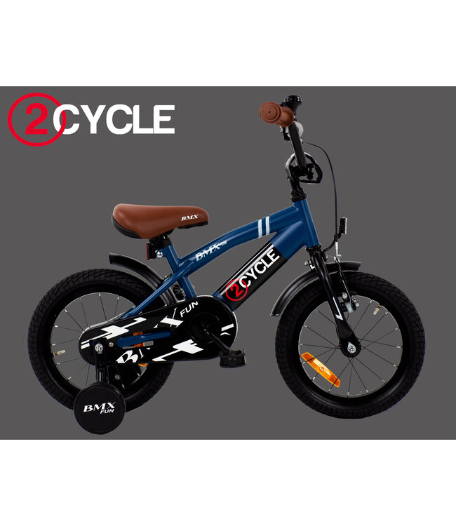 2Cycle BMX Fun kinderfiets 14 inch (3 tot 5 jaar) voor jongens blauw
