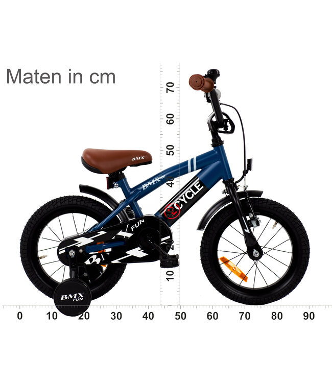 2Cycle BMX Fun kinderfiets 14 inch (3 tot 5 jaar) voor jongens blauw