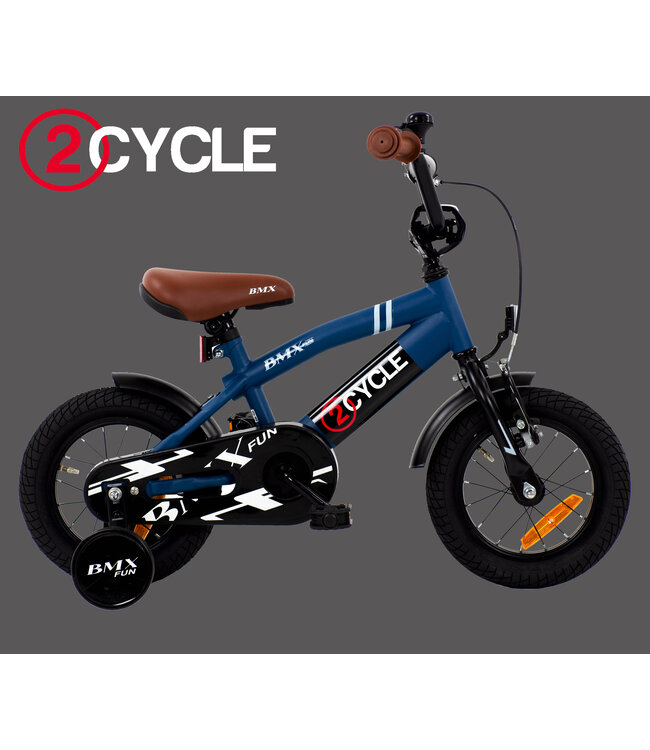 2Cycle BMX Fun kinderfiets 12 inch (3 tot 5 jaar) voor jongens blauw