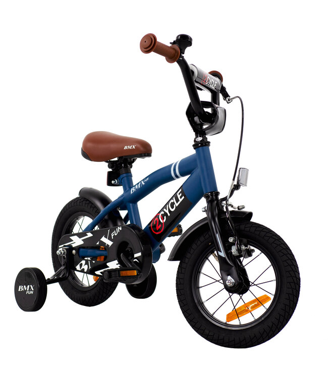 2Cycle BMX Fun kinderfiets 12 inch (3 tot 5 jaar) voor jongens blauw