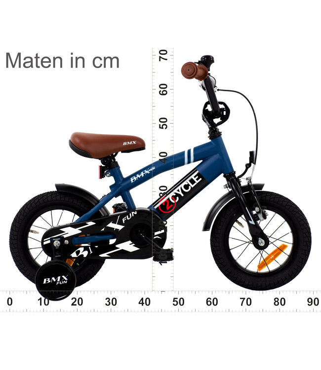 2Cycle BMX Fun kinderfiets 12 inch (2 tot 4 jaar) voor jongens blauw